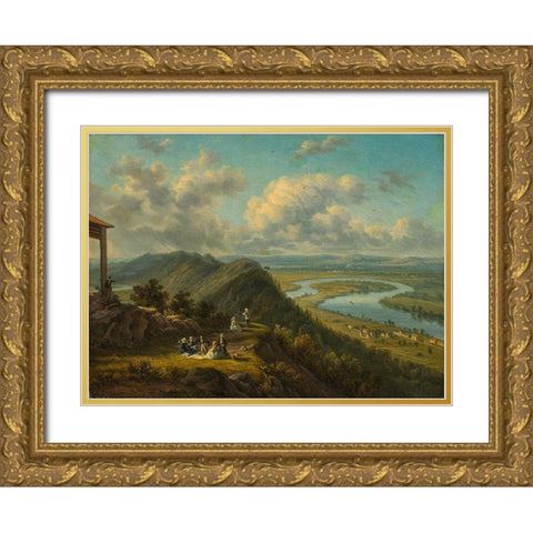 The Oxbow Seen from Mount Holyoke Gold Ornate Wood Framed Art Print with Double Matting by Grailly, Victor de