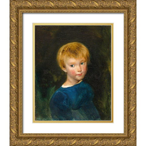 Marguerite-Juliette Pierret Gold Ornate Wood Framed Art Print with Double Matting by Delacroix, Eugene