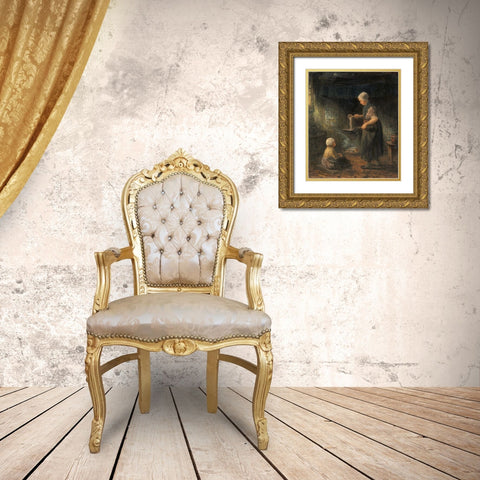 The Pancakes Gold Ornate Wood Framed Art Print with Double Matting by Israels, Jozef
