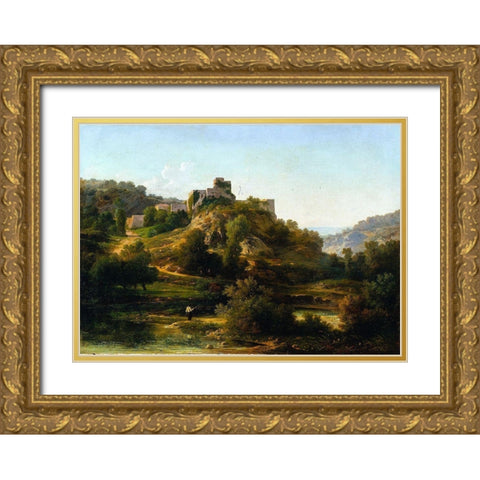 Chateauvieux-sur-Suran Gold Ornate Wood Framed Art Print with Double Matting by Ponthus-Cinier, Antoine-Claude