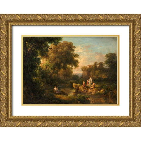 Diana and Her Nymphs Gold Ornate Wood Framed Art Print with Double Matting by Marko, Karoly