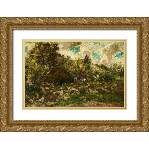 Autumn Gold Ornate Wood Framed Art Print with Double Matting by Monticelli, Adolphe