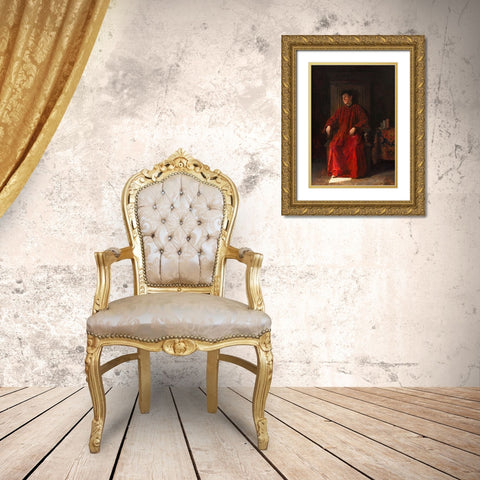 Judge in Red Robe Gold Ornate Wood Framed Art Print with Double Matting by Steinheil, Adolphe Charles Edouard