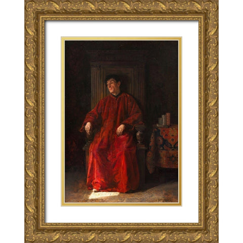 Judge in Red Robe Gold Ornate Wood Framed Art Print with Double Matting by Steinheil, Adolphe Charles Edouard