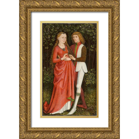 A Bridal Couple Gold Ornate Wood Framed Art Print with Double Matting by Germany 19th Century