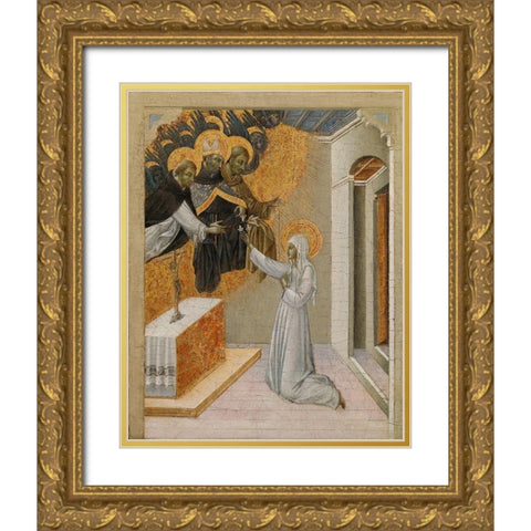 St. Catherine of Siena Invested with the Dominican Habit Gold Ornate Wood Framed Art Print with Double Matting by Paolo, Giovanni di