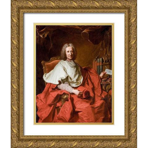 Portrait of Cardinal Guillaume Dubois Gold Ornate Wood Framed Art Print with Double Matting by Rigaud, Hyacinthe