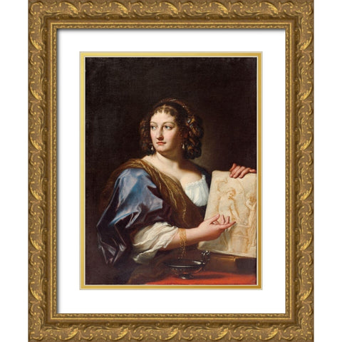 Portrait of Francesca Gommi Maratti Gold Ornate Wood Framed Art Print with Double Matting by Maratti, Carlo