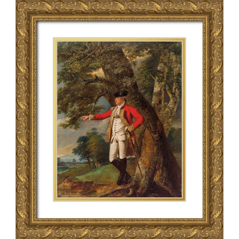 Portrait of Colonel Charles Heathcote Gold Ornate Wood Framed Art Print with Double Matting by Wright, Joseph of Derby