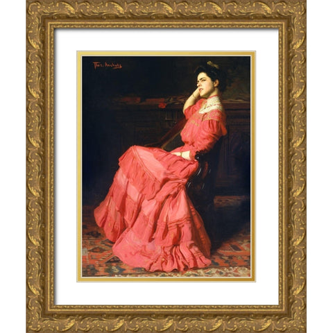 A Rose 1907 Gold Ornate Wood Framed Art Print with Double Matting by AnshutzÂ , Thomas