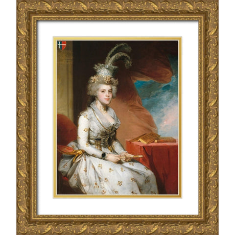 Matilda Stoughton de Jaudenes 1794 Gold Ornate Wood Framed Art Print with Double Matting by Stuart, Gilbert
