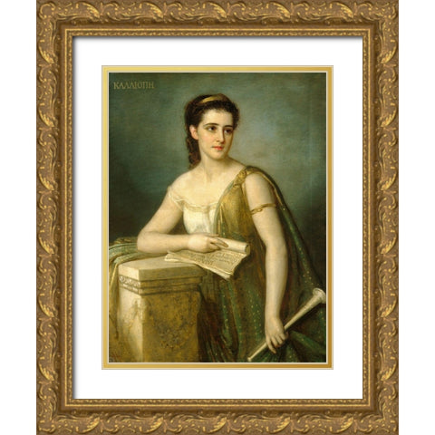 Calliope 1869 Gold Ornate Wood Framed Art Print with Double Matting by Fagnani, Joseph