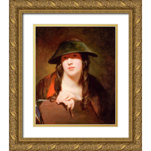 The Student 1839 Gold Ornate Wood Framed Art Print with Double Matting by Sully, ThomasÂ 