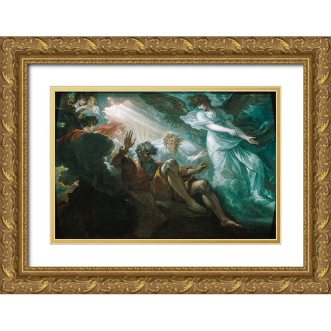 Moses Shown the Promised Land 1801 Gold Ornate Wood Framed Art Print with Double Matting by West, BenjaminÂ 
