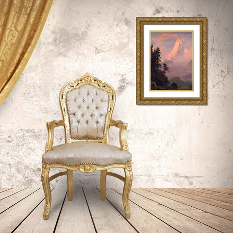 Sunrise on the Matterhorn  1875 Gold Ornate Wood Framed Art Print with Double Matting by Bierstadt, Albert