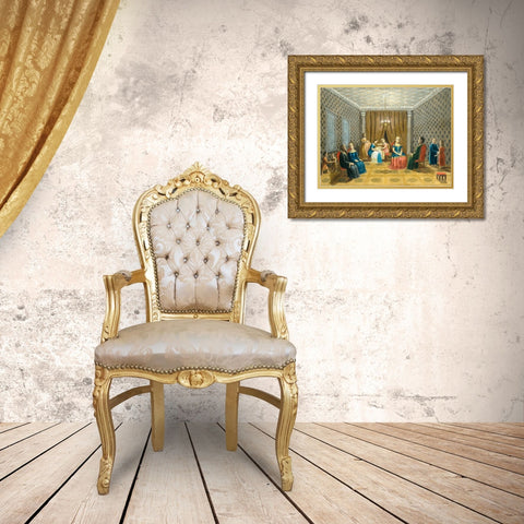Egyptian Scene (possibly Moses and Zipporah) Gold Ornate Wood Framed Art Print with Double Matting by Field, Erastus Salisbury