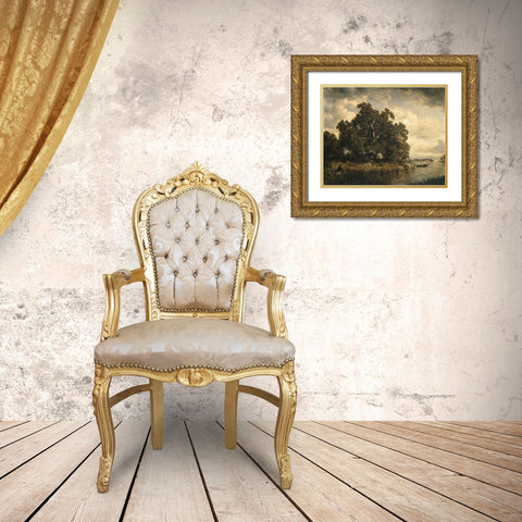 Bayside, New Rochelle, New York 1886 Gold Ornate Wood Framed Art Print with Double Matting by Johnson, David