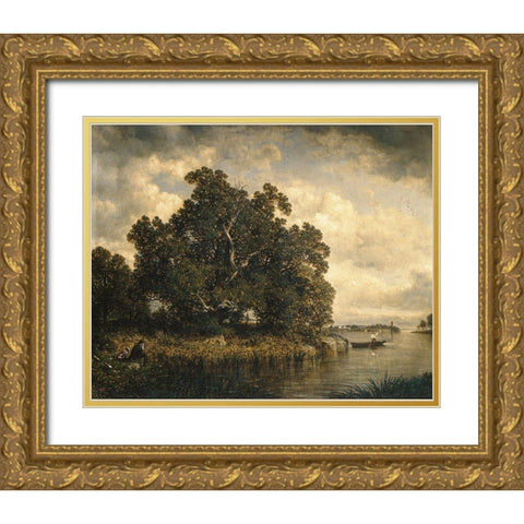 Bayside, New Rochelle, New York 1886 Gold Ornate Wood Framed Art Print with Double Matting by Johnson, David