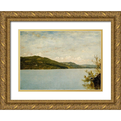 Lake George, 1872 Gold Ornate Wood Framed Art Print with Double Matting by Kensett, John Frederick