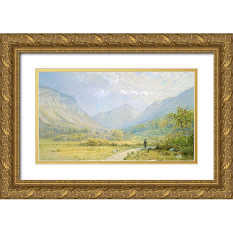 Franconia Notch, New Hampshire Gold Ornate Wood Framed Art Print with Double Matting by Richards, William Trost
