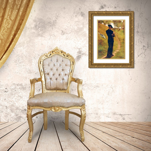 Portrait of the Painter 1859 Gold Ornate Wood Framed Art Print with Double Matting by La Farge, John