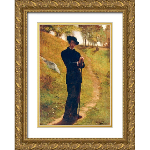 Portrait of the Painter 1859 Gold Ornate Wood Framed Art Print with Double Matting by La Farge, John