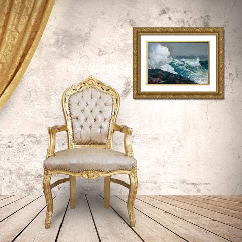 Northeaster Gold Ornate Wood Framed Art Print with Double Matting by Homer, Winslow