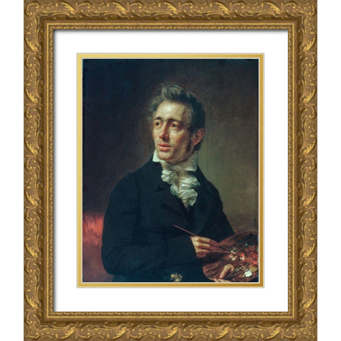 Self-portrait Gold Ornate Wood Framed Art Print with Double Matting by Waldo, Samuel Lovett