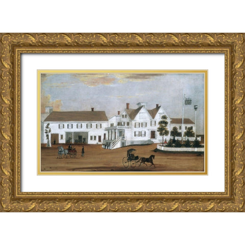 Hudson House Gold Ornate Wood Framed Art Print with Double Matting by American 1882