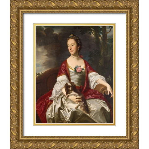 Mrs. Jerathmael Bowers Gold Ornate Wood Framed Art Print with Double Matting by Copley,Â John Singleton