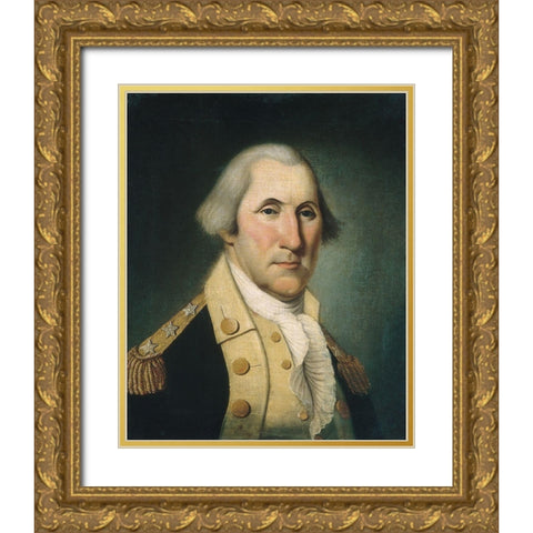 George Washington Gold Ornate Wood Framed Art Print with Double Matting by Polk, Charles Peale