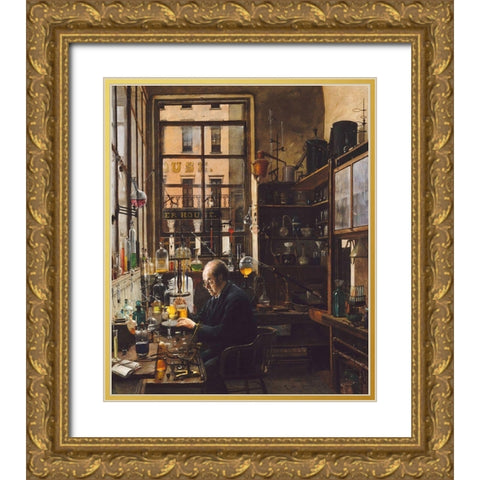 In the Laboratory Gold Ornate Wood Framed Art Print with Double Matting by Alexander, Henry