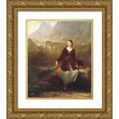 The Spanish Girl in Reverie Gold Ornate Wood Framed Art Print with Double Matting by Allston, Washington