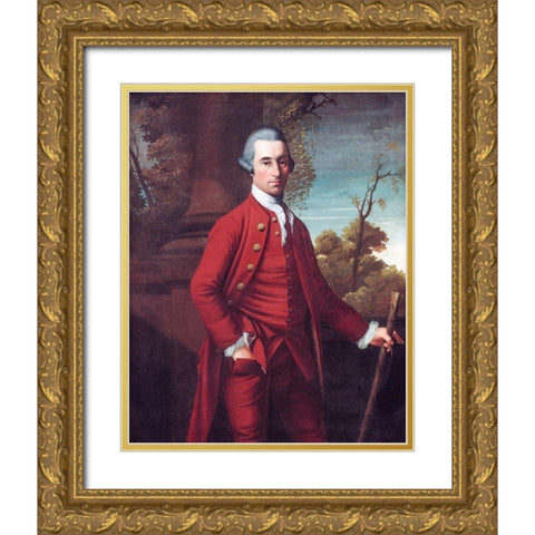 Portrait of a Gentleman Gold Ornate Wood Framed Art Print with Double Matting by Benbridge, Henry