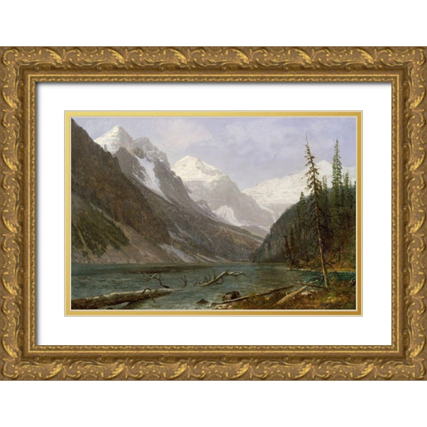 Canadian Rockies (Lake Louise) Gold Ornate Wood Framed Art Print with Double Matting by Bierstadt, Albert