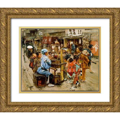 The Ameya Gold Ornate Wood Framed Art Print with Double Matting by Blum, Robert Frederick