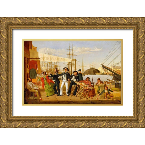After a Long Cruise 1857 Gold Ornate Wood Framed Art Print with Double Matting by Carlin, John