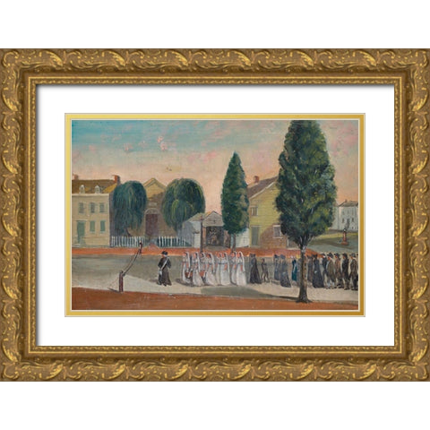 Infant Funeral Procession Gold Ornate Wood Framed Art Print with Double Matting by Chappel, William P.
