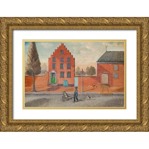 Buttermilk Pedlar Gold Ornate Wood Framed Art Print with Double Matting by Chappel, William P.