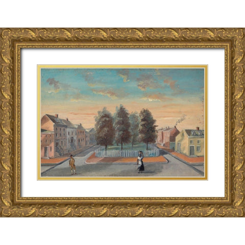 Baked Pears in Duane Park Gold Ornate Wood Framed Art Print with Double Matting by Chappel, William P.