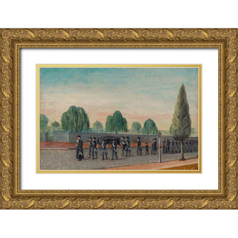 Adult Funeral Procession Gold Ornate Wood Framed Art Print with Double Matting by Chappel, William P.