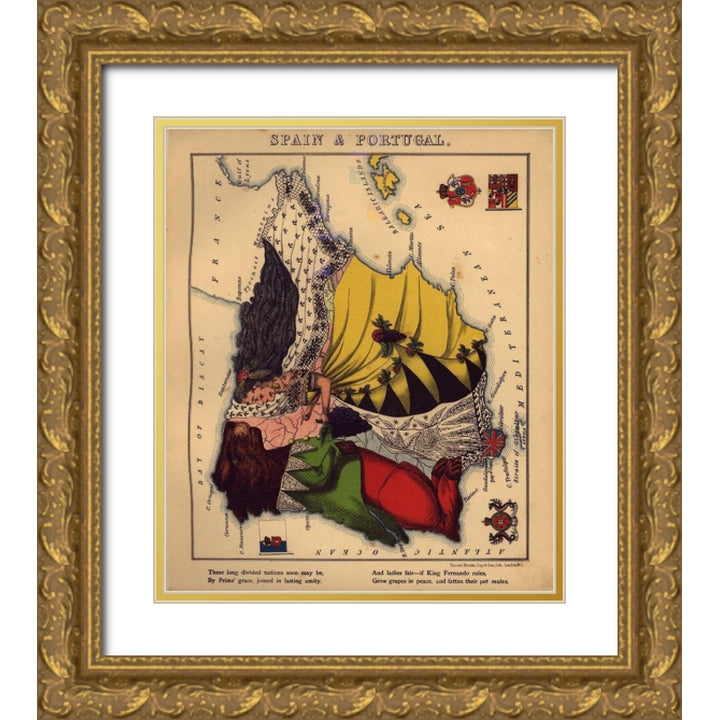 Anthropomorphic Map of Spain and Portugal by Vintage Maps – frametowall