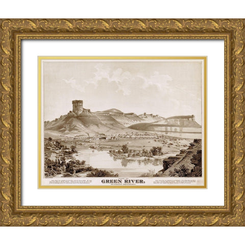 Green River-Wyoming 1875 Gold Ornate Wood Framed Art Print with Double Matting by Vintage Maps
