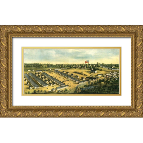 Parole Camp Annapolis-Maryland 1864 Gold Ornate Wood Framed Art Print with Double Matting by Vintage Maps