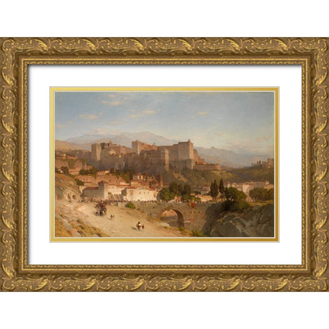 The Hill of the Alhambra, Granada Gold Ornate Wood Framed Art Print with Double Matting by Colman, Samuel
