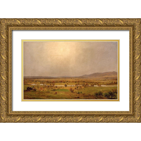 Pompton Plains, New Jersey Gold Ornate Wood Framed Art Print with Double Matting by Cropsey, Jasper Francis