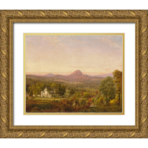 Autumn Landscape, Sugar Loaf Mountain, Orange County, New York Gold Ornate Wood Framed Art Print with Double Matting by Cropsey, Jasper Francis
