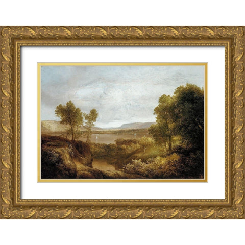 On the Hudson Gold Ornate Wood Framed Art Print with Double Matting by Doughty, ThomasÂ 
