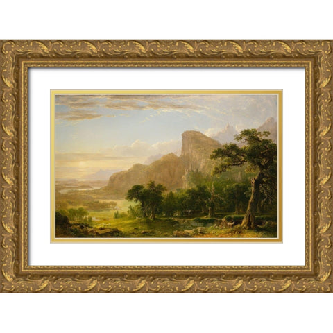 Landscapeâ€”Scene from Thanatopsis Gold Ornate Wood Framed Art Print with Double Matting by Durand, Asher Brown