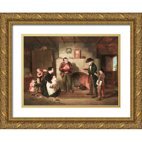 Taking the Census Gold Ornate Wood Framed Art Print with Double Matting by Edmonds, Francis WilliamÂ 